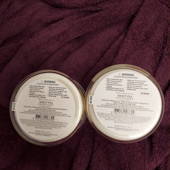 Bath & Body Works Accents Bundle Of 2 Sweet Pea Candles By Bath And